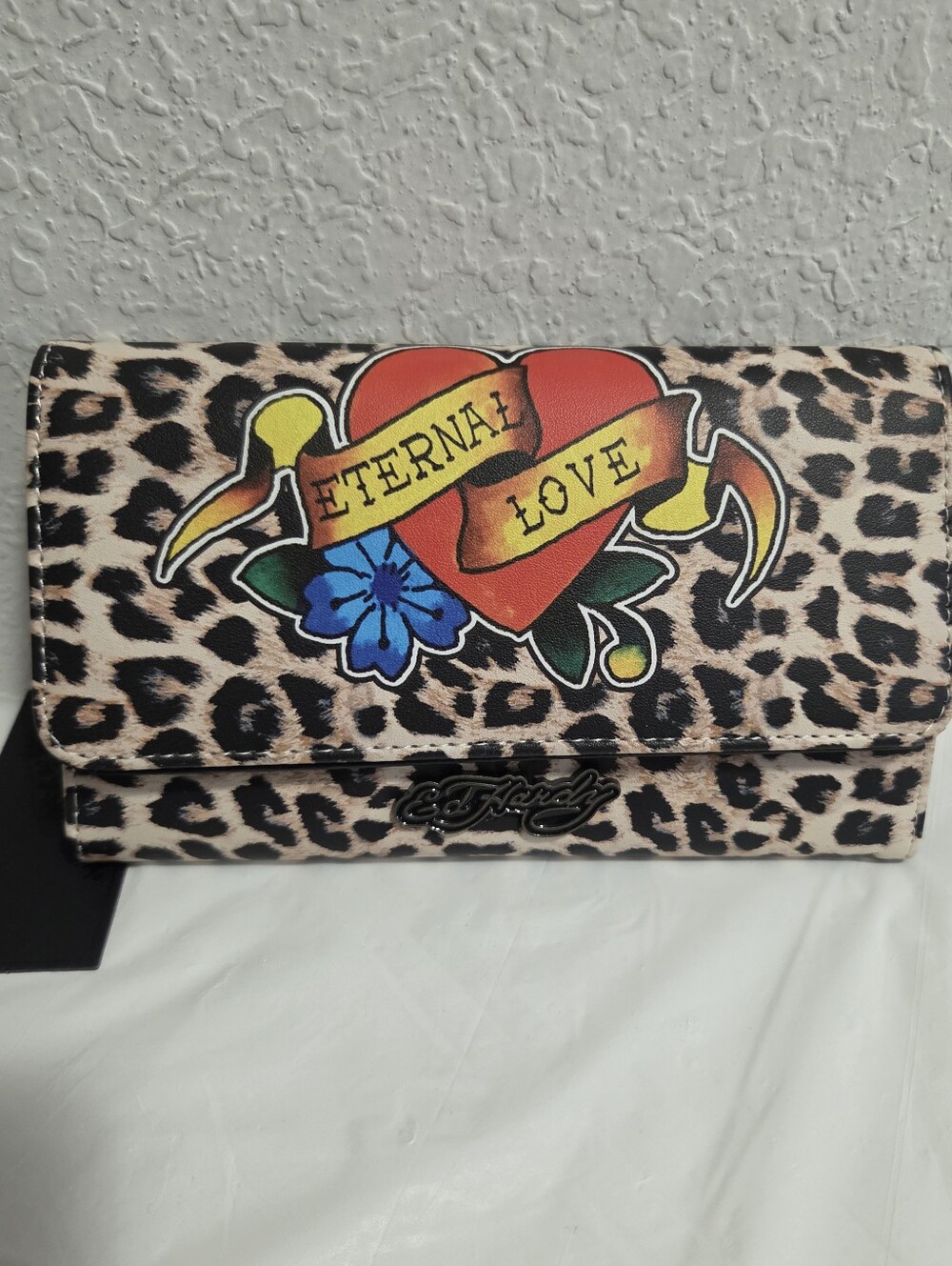Ed Hardy Leopard Print 'Eternal Love' Wallet - Beige
